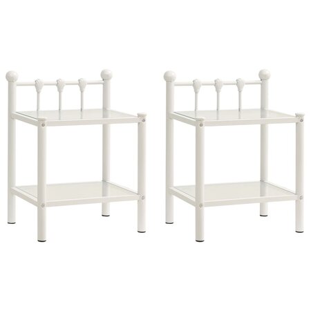 vidaXL Tables de chevet 2 Pièces Blanc et transparent Métal et verre