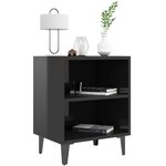vidaXL Tables de chevet pieds en métal 2 Pièces Noir brillant 40x30x50 cm