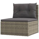 vidaXL Canapé central de jardin avec coussins gris résine tressée