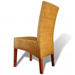 vidaXL Chaises à manger lot de 4 marron rotin naturel