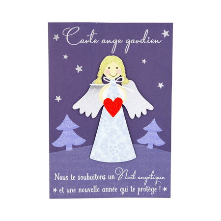 Carte de voeux - fêtes de fin d'année - ange gardien noël angélique