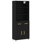 vidaXL Buffet haut Noir 69 5x34x180 cm Bois d'ingénierie