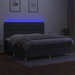 vidaXL Sommier tapissier et matelas et LED Gris foncé 200x200 cm Tissu