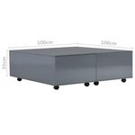 vidaXL Table basse Gris brillant 100 x 100 x 35 cm