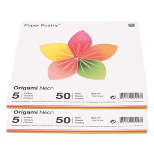 100 feuilles pour origami Fluo 15 x 15 cm
