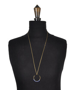 Collier sautoir avec anneau bleu