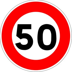 Autocollant vinyl - panneau de limitation de vitesse à 50 km/h - diamètre de 200 mm uttscheid