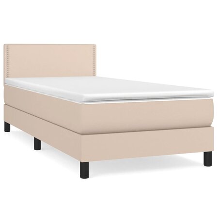 vidaXL Lit à sommier tapissier avec matelas Cappuccino 90x200 cm