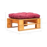 vidaXL Repose-pied palette de jardin et coussin rouge Marron miel Bois