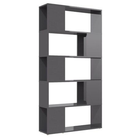 vidaXL Bibliothèque de séparation Gris brillant 80x24x155 cm Aggloméré