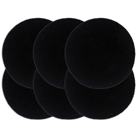 vidaXL Napperons 6 Pièces Noir Plain 38 cm Rond Coton