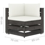 vidaXL Salon de jardin 12 Pièces avec coussins gris bois imprégné