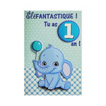 Carte de voeux enfant - anniversaire - 1 an garçon