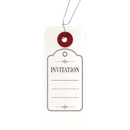 Etiquettes blanches + Tampon bois Invitation