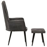 vidaXL Chaise à oreilles avec repose-pied Noir vintage Toile