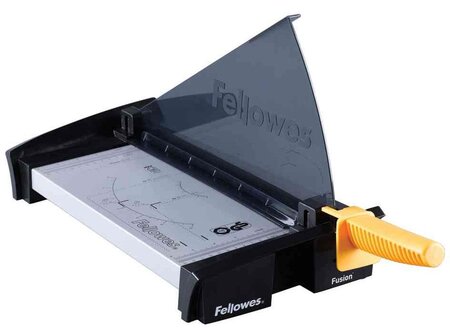 Cisaille à levier fusion pour a4 cap 10 feuilles noir jaune fellowes