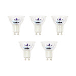 Pack de 5 spots led  culot gu10  4 8w cons. (50w eq.)  345 lumens  lumière blanc chaud