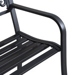 Banc de jardin terrasse en acier fonte noir 3 places 127 x 60 x 87 cm charge max 220 Kg