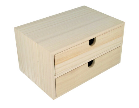 Bloc en bois 2 tiroirs 24x16x13 3cm