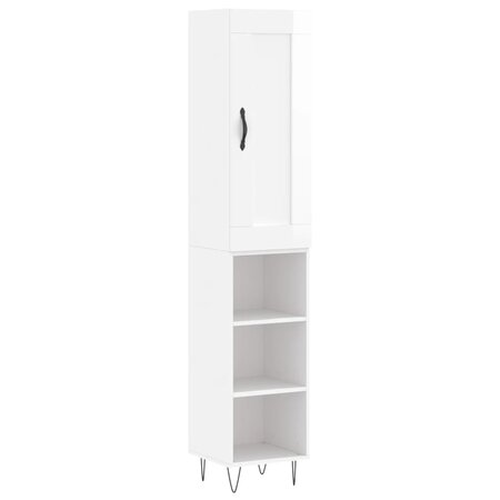 vidaXL Buffet haut Blanc brillant 34 5x34x180 cm Bois d'ingénierie