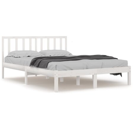 vidaXL Cadre de lit Blanc Bois de pin massif 180x200 cm Super King