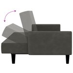 vidaXL Canapé-lit à 2 places Gris foncé Velours