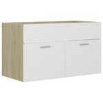 vidaXL Armoire d'évier et lavabo intégré Blanc/chêne sonoma Aggloméré