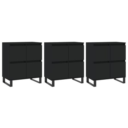 vidaXL Buffets 3 Pièces noir bois d'ingénierie