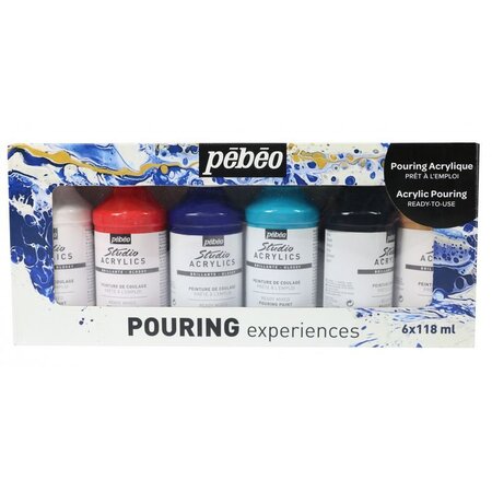 Set de 6 peintures pouring acrylique - 6 x 118 ml
