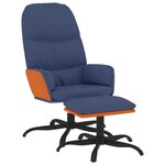vidaXL Chaise de relaxation avec tabouret Bleu Tissu
