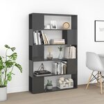 vidaXL Bibliothèque/Séparateur de pièce Gris brillant Aggloméré