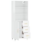 vidaXL Buffet haut Blanc brillant 69 5x34x180 cm Bois d'ingénierie