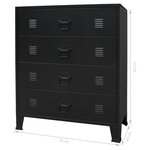 vidaXL Commode à tiroirs Métal Style Industriel 78 x 40 x 93 cm Noir
