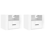 vidaXL Tables de chevet murales 2 Pièces Blanc brillant 50x36x40 cm