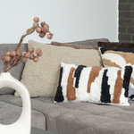 Coussin rectangulaire marron  noir et blanc 30 x 50 cm