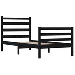 vidaXL Cadre de lit Bois de pin massif 90x200 cm Noir