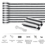 Lot de 2 brise-vue renforcés occultants HDPE haute densité 52 œillets + 4 cordons dim. 5L x 0 90H m gris blanc rayé