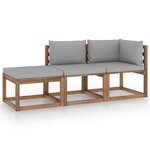 vidaXL Salon palette de jardin 3 Pièces et coussins Bois de pin imprégné