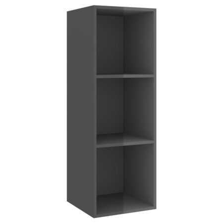 vidaXL Meuble TV mural Gris brillant 37x37x107 cm Aggloméré
