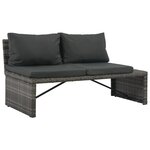 vidaXL Salon de jardin 3 Pièces avec coussins Résine tressée Gris