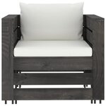 vidaXL Salon de jardin 8 Pièces avec coussins Bois imprégné de gris