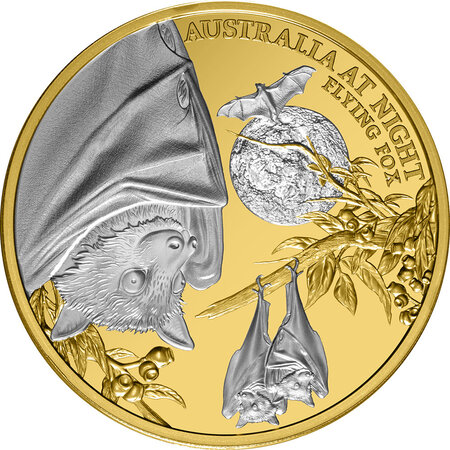 Pièce de monnaie en Or 100 Dollars g 31.1 (1 oz) Millésime 2023 Australia at Night FLYING FOX