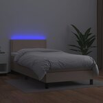 vidaXL Sommier tapissier matelas et LED Cappuccino 90x200cm Similicuir