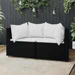 vidaXL Canapés d'angle de jardin et coussins 2Pièces Noir Résine tressée