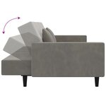vidaXL Canapé-lit à 2 places avec deux oreillers Gris clair Velours
