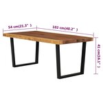 vidaXL Table basse Bois de suar massif 102x54x41 cm