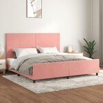 vidaXL Cadre de lit avec tête de lit Rose 200x200 cm Velours