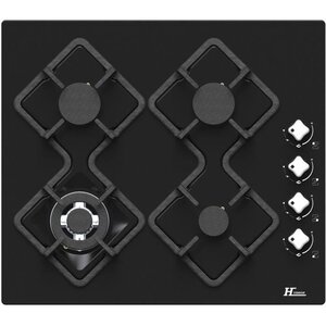 HUDSON HTG 4 BVN - Table de cuisson gaz - 4 foyers - L 60 cm - Revetement verre - Noir