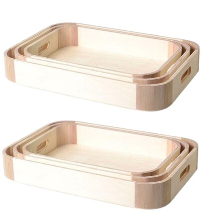 2 lots de 3 plateaux en bois design à customiser