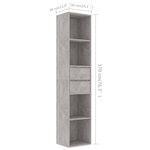 vidaXL Bibliothèque Gris béton 36x30x171 cm Aggloméré